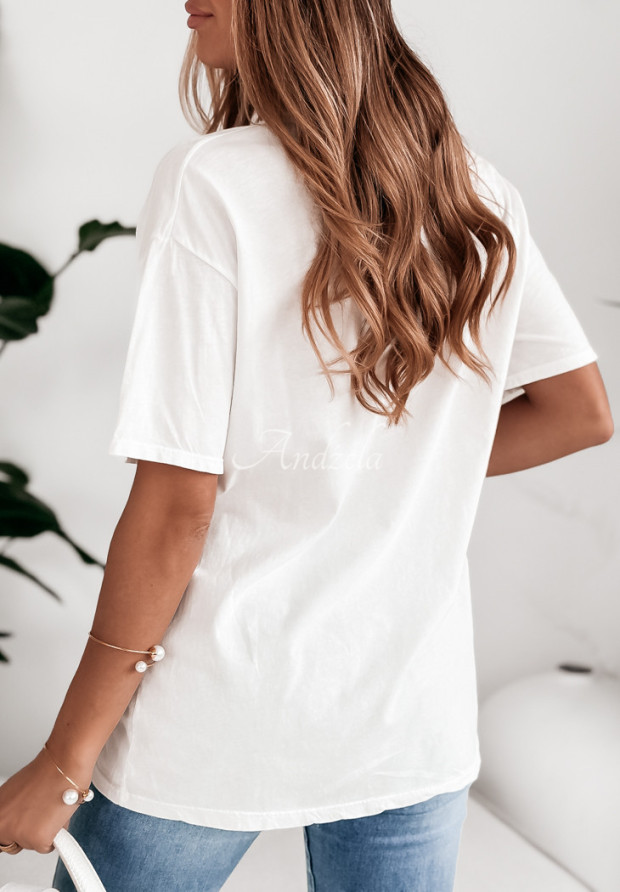 Oversize T-Shirt mit Aufschrift Bad Influence Weiß