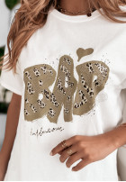 T-Shirt oversize z napisem Bad Influence Weiß