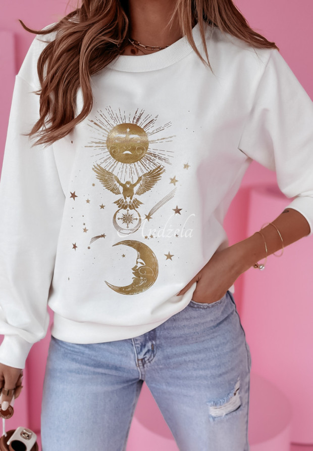 Oversize Sweatshirt mit Aufdruck Sun & Moon Ecru