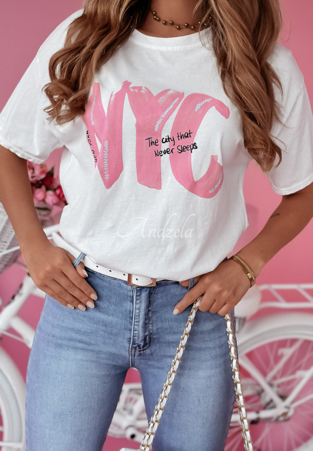 T-Shirt mit Aufdruck NYC New York Rosa