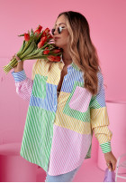 Shirt oversize w paski Dare To Be Different zielono-in blue