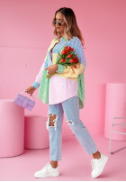 Shirt oversize w paski Dare To Be Different zielono-in blue