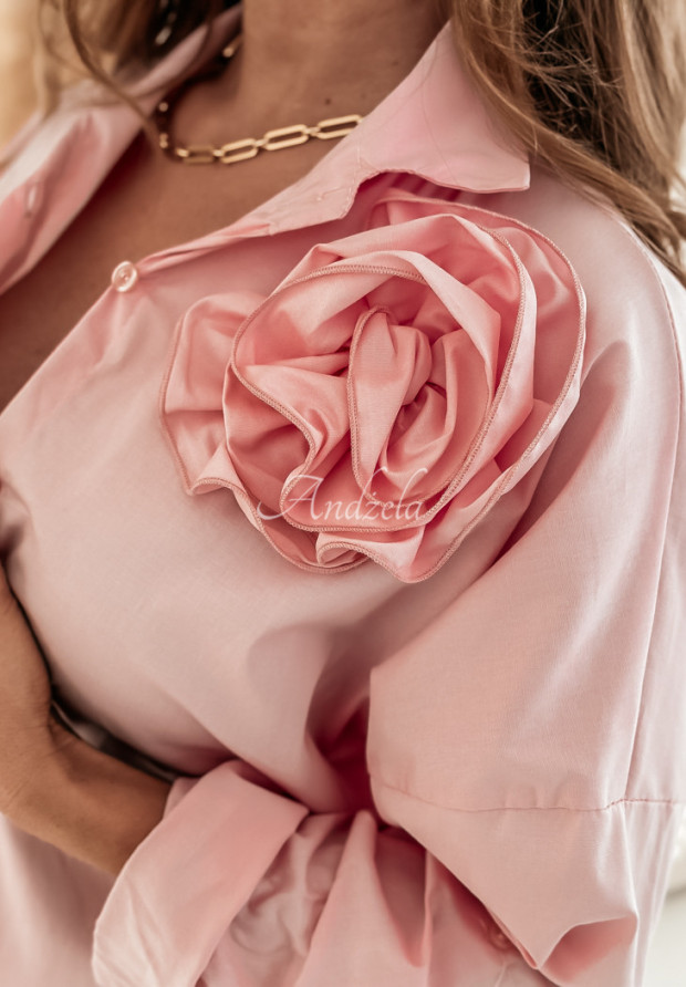 Asymmetrisches Hemd mit einer Rose Blossom Hues Rosa