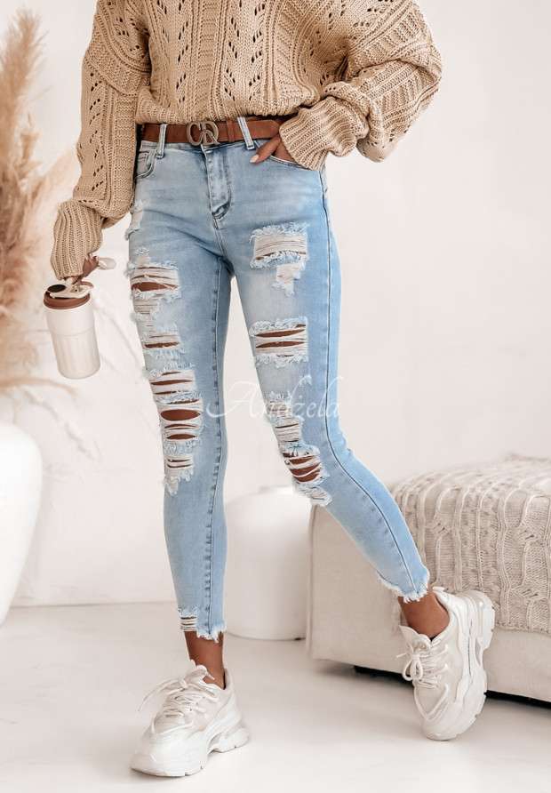 Skinny-Jeans mit Destroyed-Effekten Laraine Hellblau