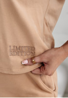 Bluse z haftem i dekoltem I Am Limited Edition Camel