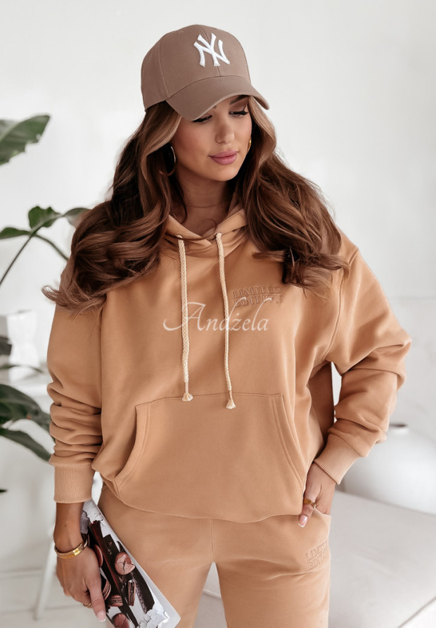 Sweatshirt mit Stickerei und Kapuze I Am Limited Edition Camel
