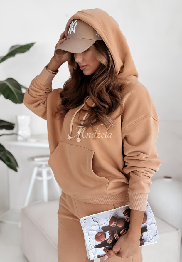 Sweatshirt mit Stickerei und Kapuze I Am Limited Edition Camel