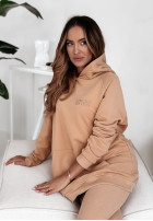 Sweatshirt oversize z haftem i kapturem I Am Limited Edition Camel