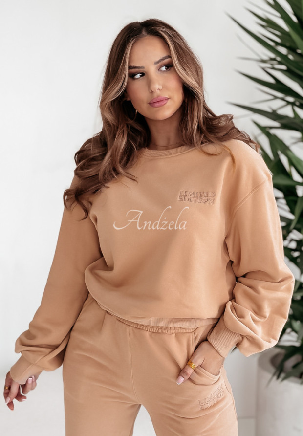 Oversize Sweatshirt mit Stickerei I Am Limited Edition III Camel