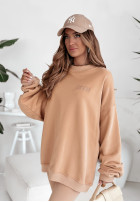 Sweatshirt oversize z haftem I Am Limited Edition II Camel