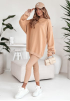 Sweatshirt oversize z haftem I Am Limited Edition II Camel