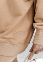 Sweatshirt oversize z haftem i dekoltem I Am Limited Edition Camel