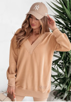 Sweatshirt oversize z haftem I Am Limited Edition Camel