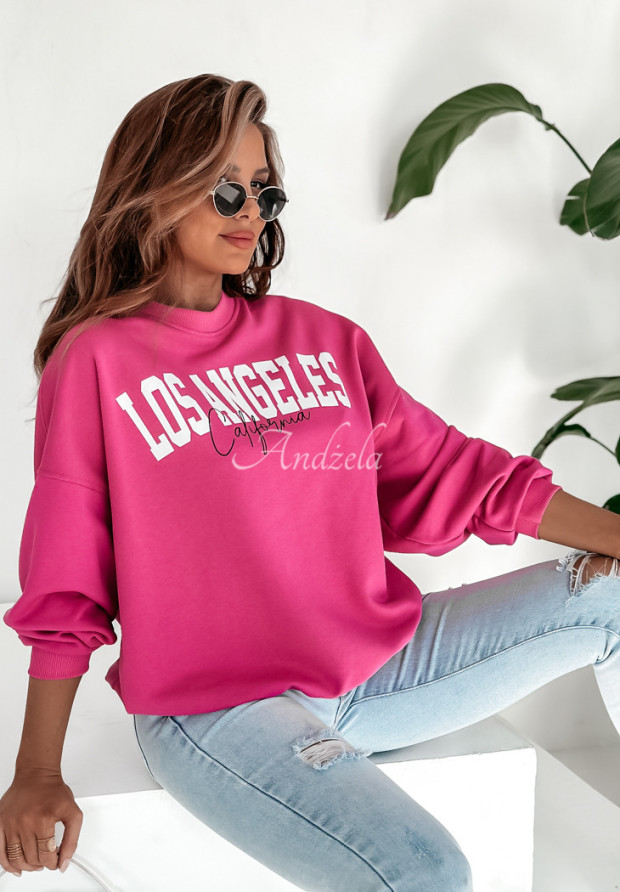 Oversize Sweatshirt mit Aufdruck LA California Rosa