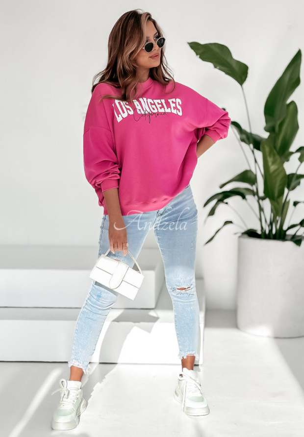 Oversize Sweatshirt mit Aufdruck LA California Rosa