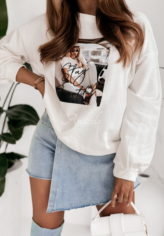 Sweatshirt mit Aufdruck Stay Beautiful Ecru