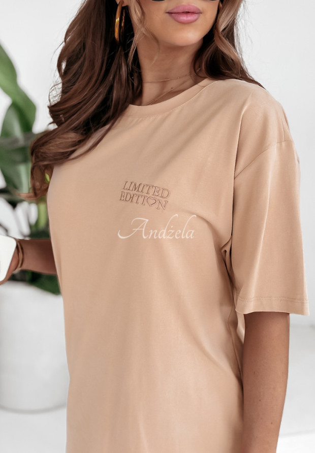 Oversized T-Shirt mit Stickerei I Am Limited Edition Camel