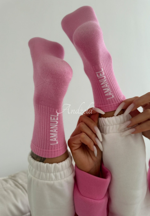 Socken mit Aufschrift La Manuel Sunny Rosa