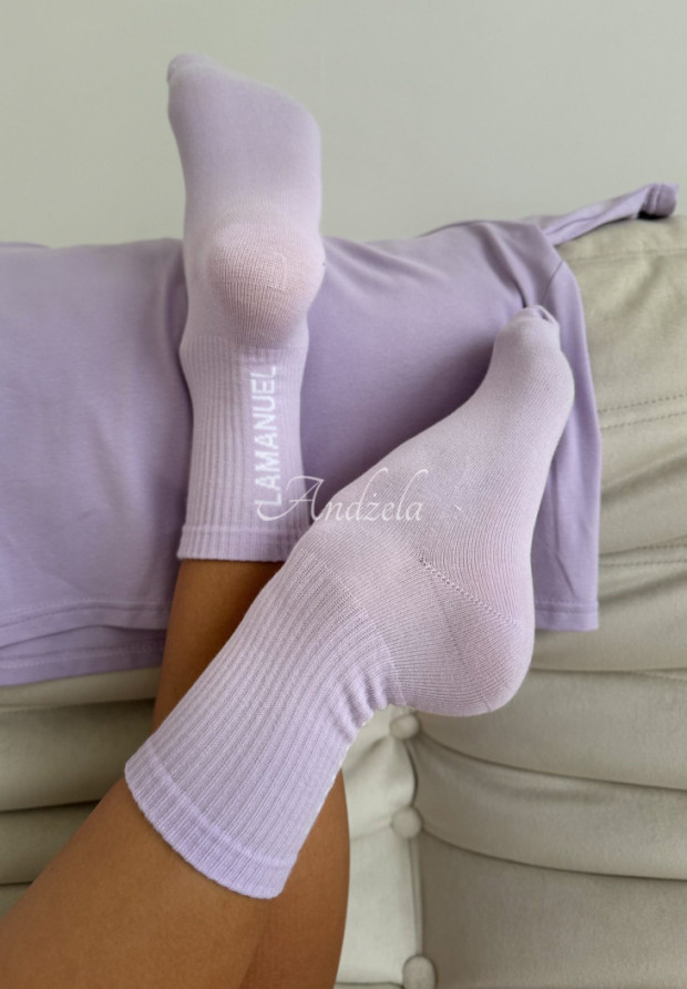 Socken mit Aufschrift La Manuel Sunny Lilafarben