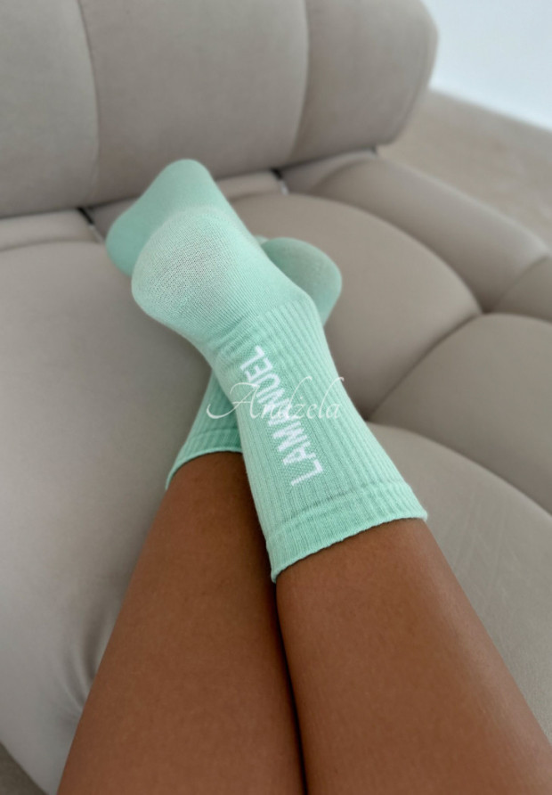 Socken mit Aufschrift La Manuel Sunny Mintgrün