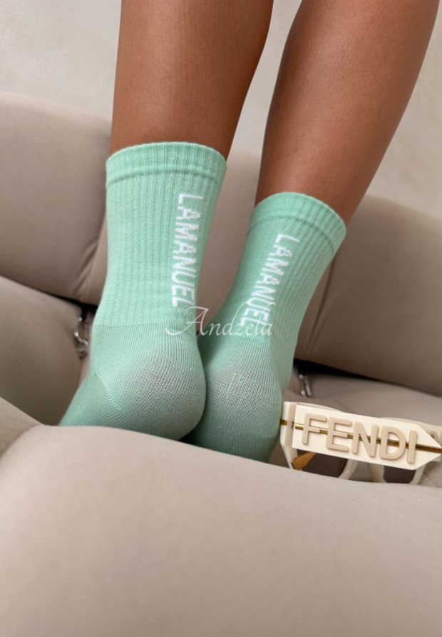 Socken mit Aufschrift La Manuel Sunny Mintgrün
