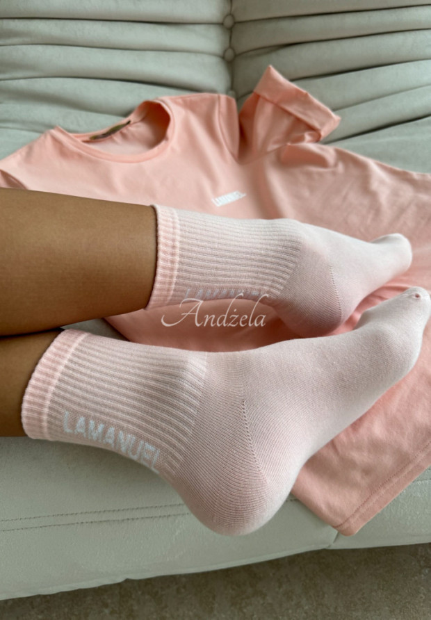 Socken mit Aufschrift La Manuel Sunny Pfirsichfarben