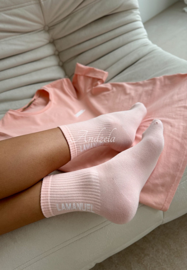 Socken mit Aufschrift La Manuel Sunny Pfirsichfarben