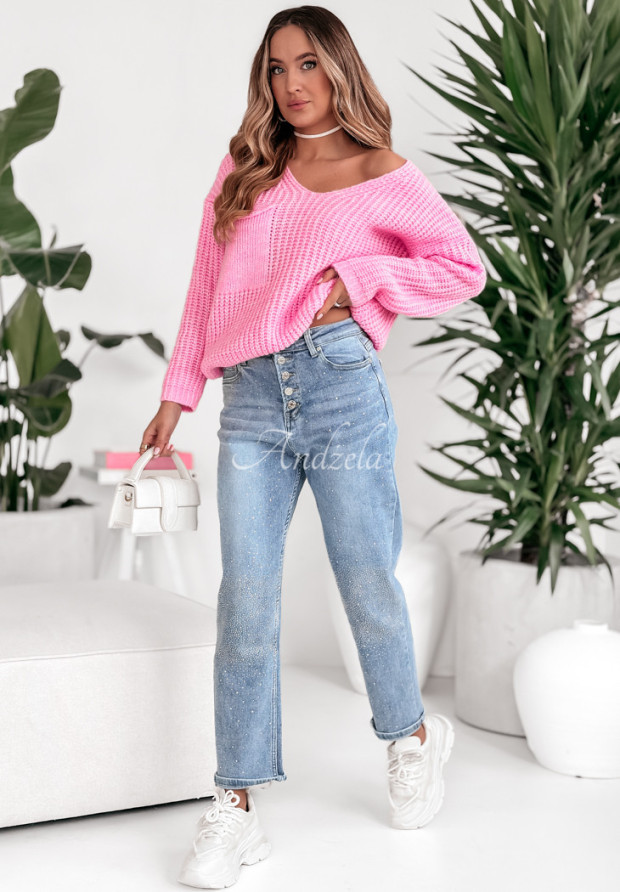 Oversize-Pullover mit Tasche On A Mission Rosa