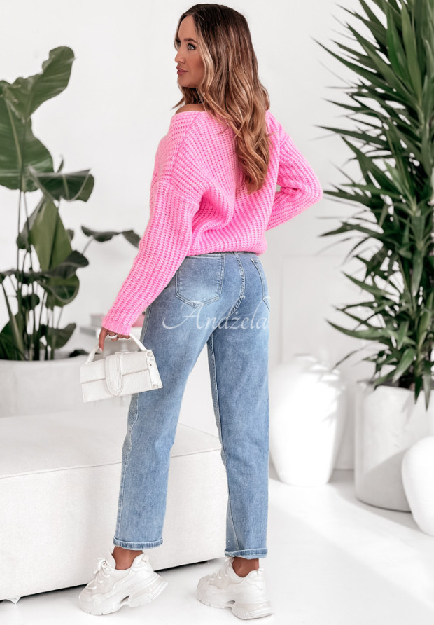 Oversize-Pullover mit Tasche On A Mission Rosa