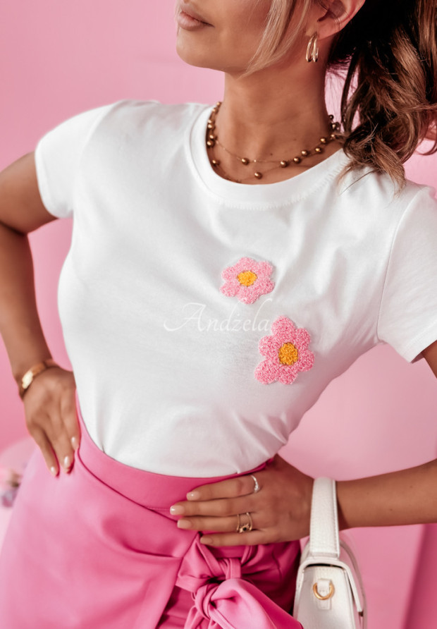 T-Shirt mit Blumen Flower Delusion Weiß
