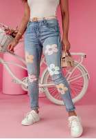 Hose Jeans w kwiaty Floral Fantasia Hellblau