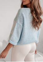 Pullover oversize z napisem Love błękitno-Weiß