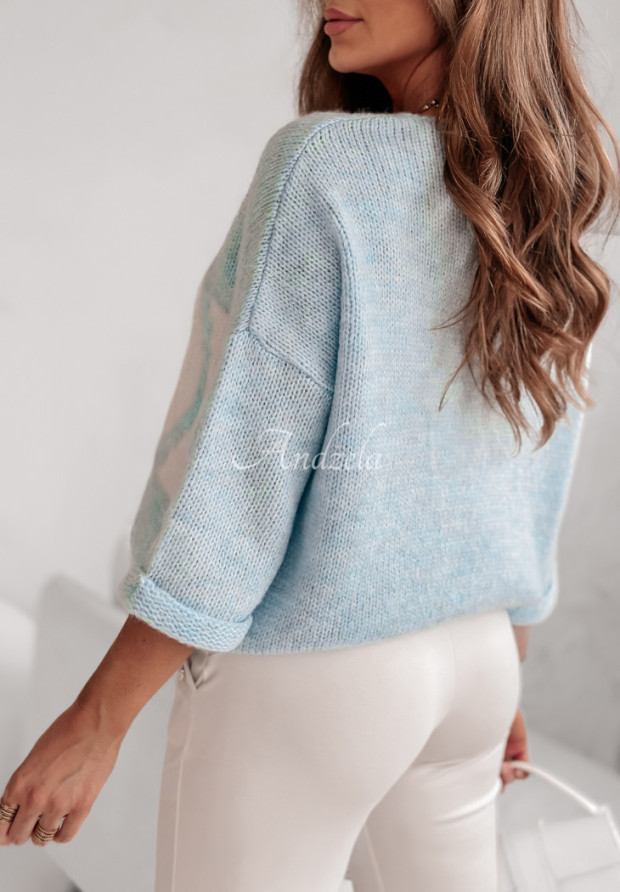 Oversize Pullover mit Aufschrift Love blau-weiß