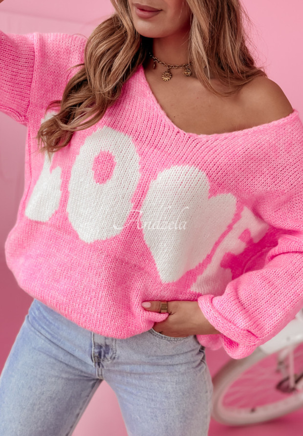 Oversize Pullover mit Aufschrift Love Rosa