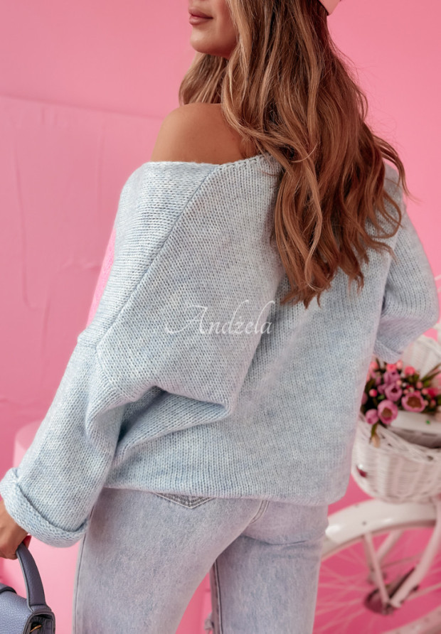 Oversize Pullover mit Aufschrift Love Himmelblau