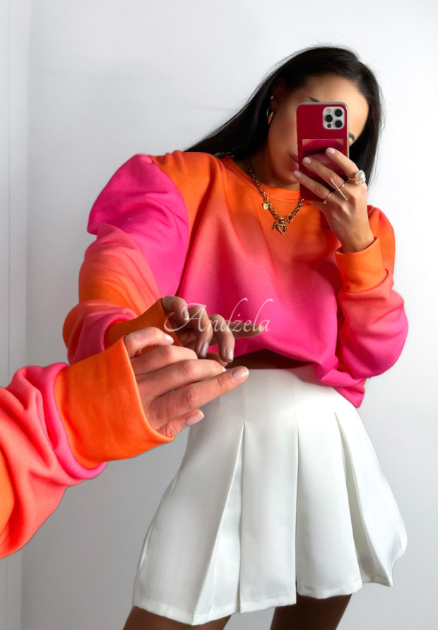 Sweatshirt mit Ombre-Effekt La Milla Color Dripping orange-rosa