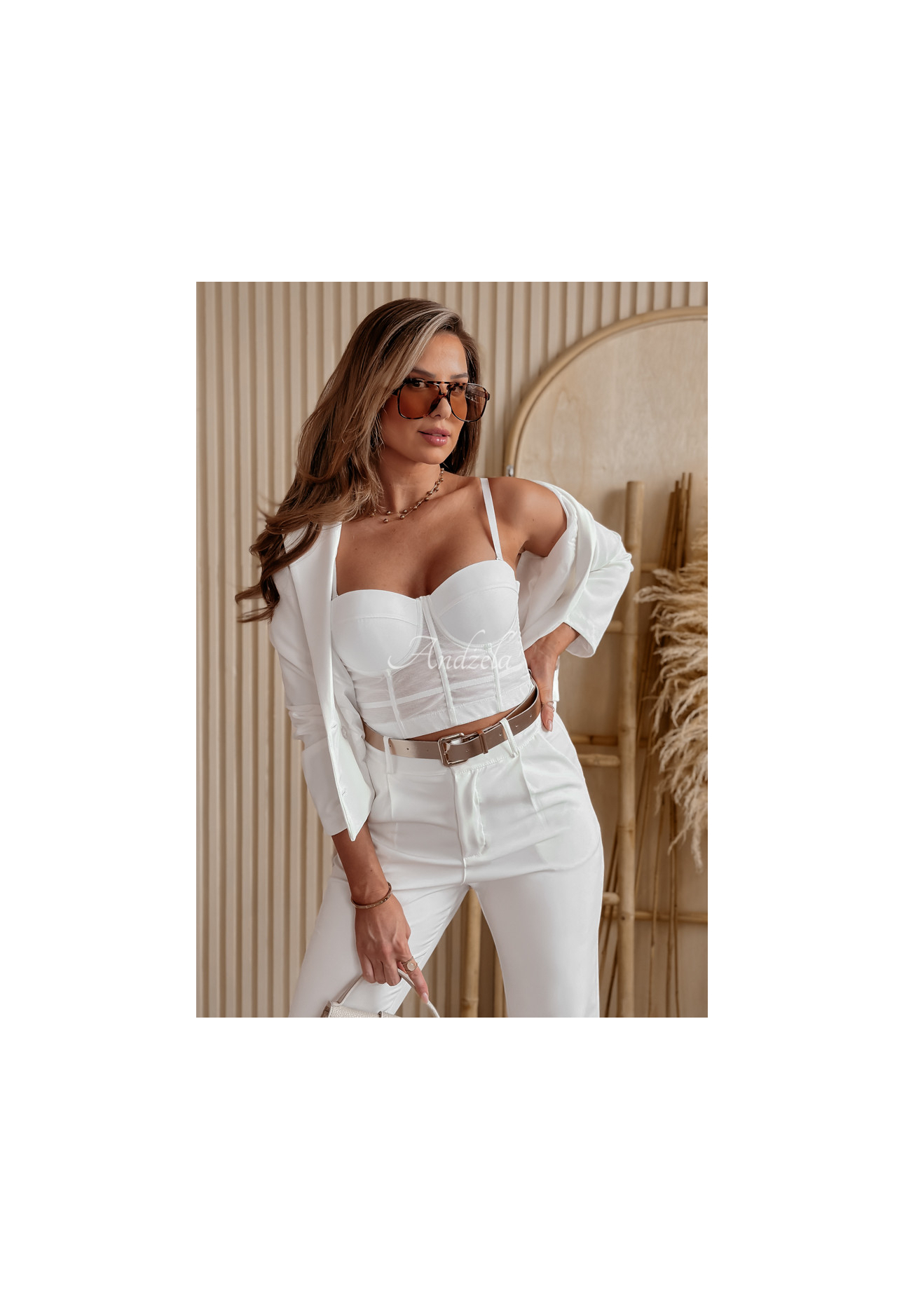 Crop-Top mit Trägern Dazzling Nightfall Weiß