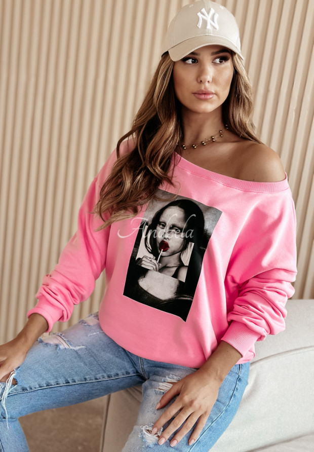 Oversize Sweatshirt mit Aufdruck Mona Lollipop Rosa