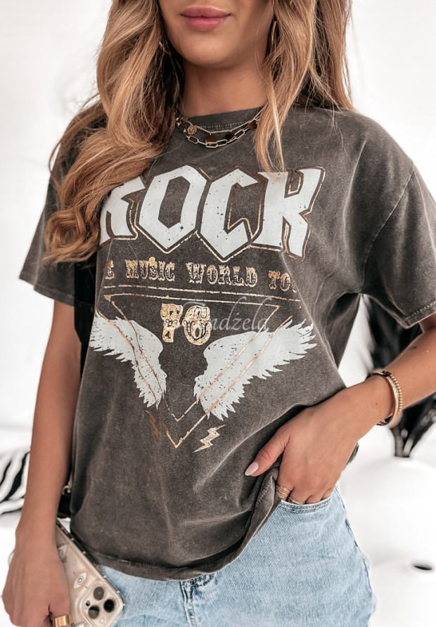 T-Shirt mit Aufdruck Rock Live Music Grau