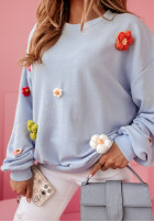 Sweatshirt oversize z kwiatami Bloom Into You Blau