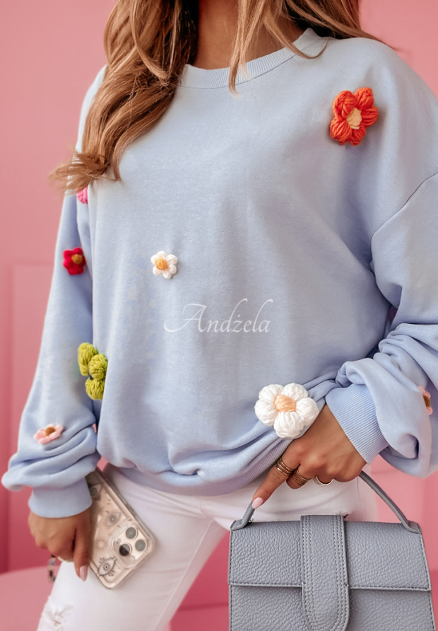 Oversize Sweatshirt mit Blumenmuster Bloom Into You Blau