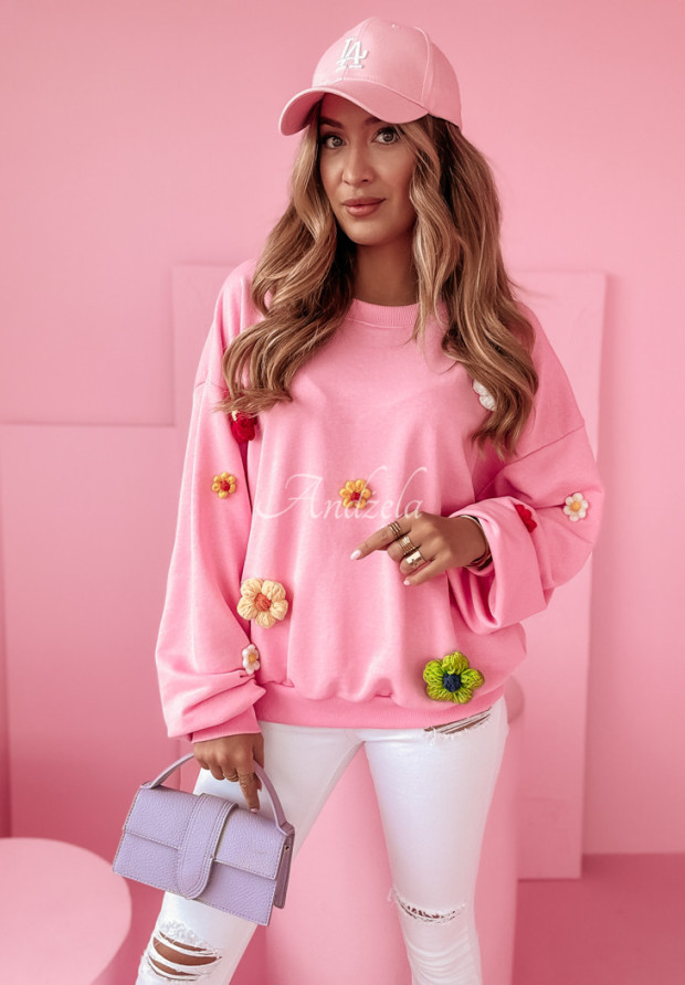 Oversize Sweatshirt mit Blumenmuster Bloom Into You Rosa