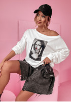 Sweatshirt oversize z nadrukiem Mona Lollipop Weiß