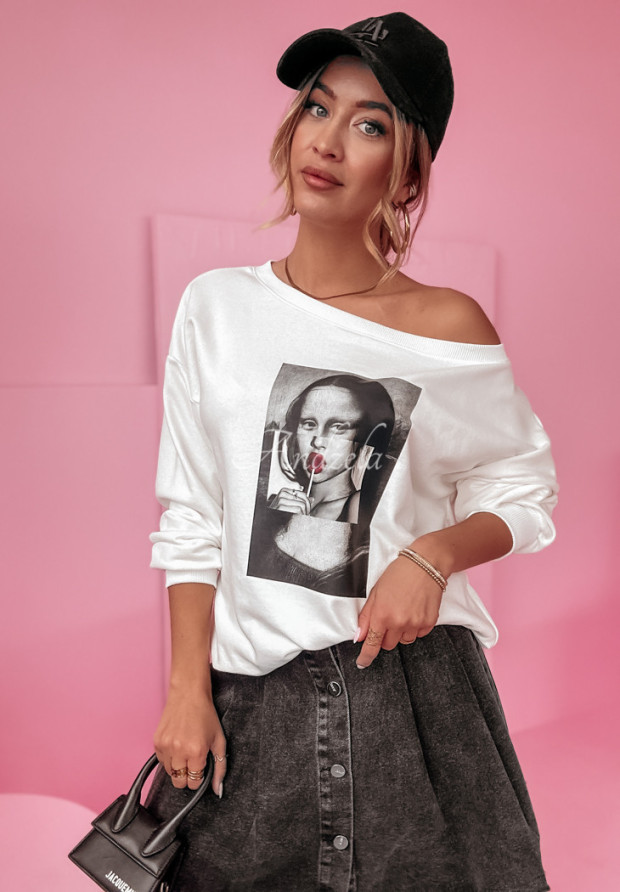 Oversize Sweatshirt mit Aufdruck Mona Lollipop Weiß