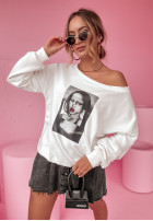 Sweatshirt oversize z nadrukiem Mona Lollipop Weiß