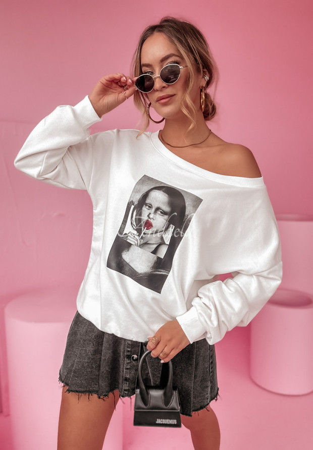Oversize Sweatshirt mit Aufdruck Mona Lollipop Weiß