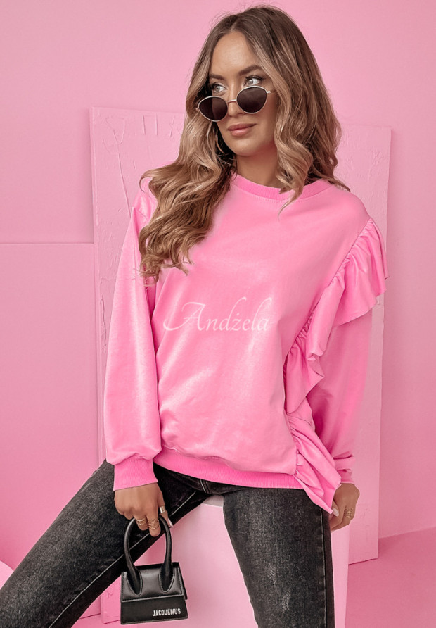 Sweatshirt mit Rüschen Beauty Is A Power Rosa