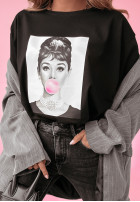 T-Shirt z nadrukiem Bubblegum Lips Schwarz