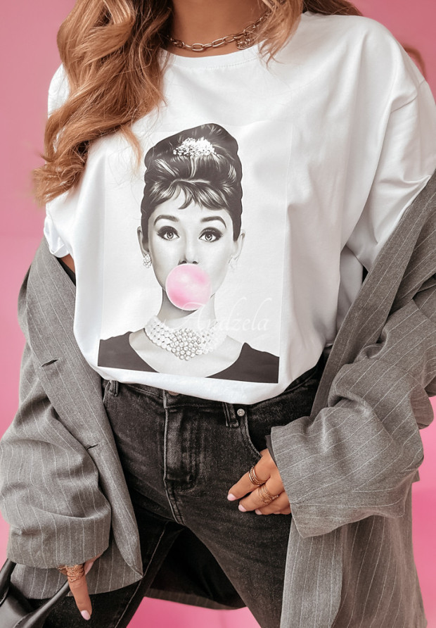 T-Shirt mit Print Bubblegum Lips Weiß