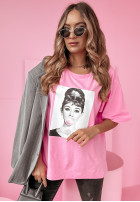 T-Shirt z nadrukiem Bubblegum Lips Rosa